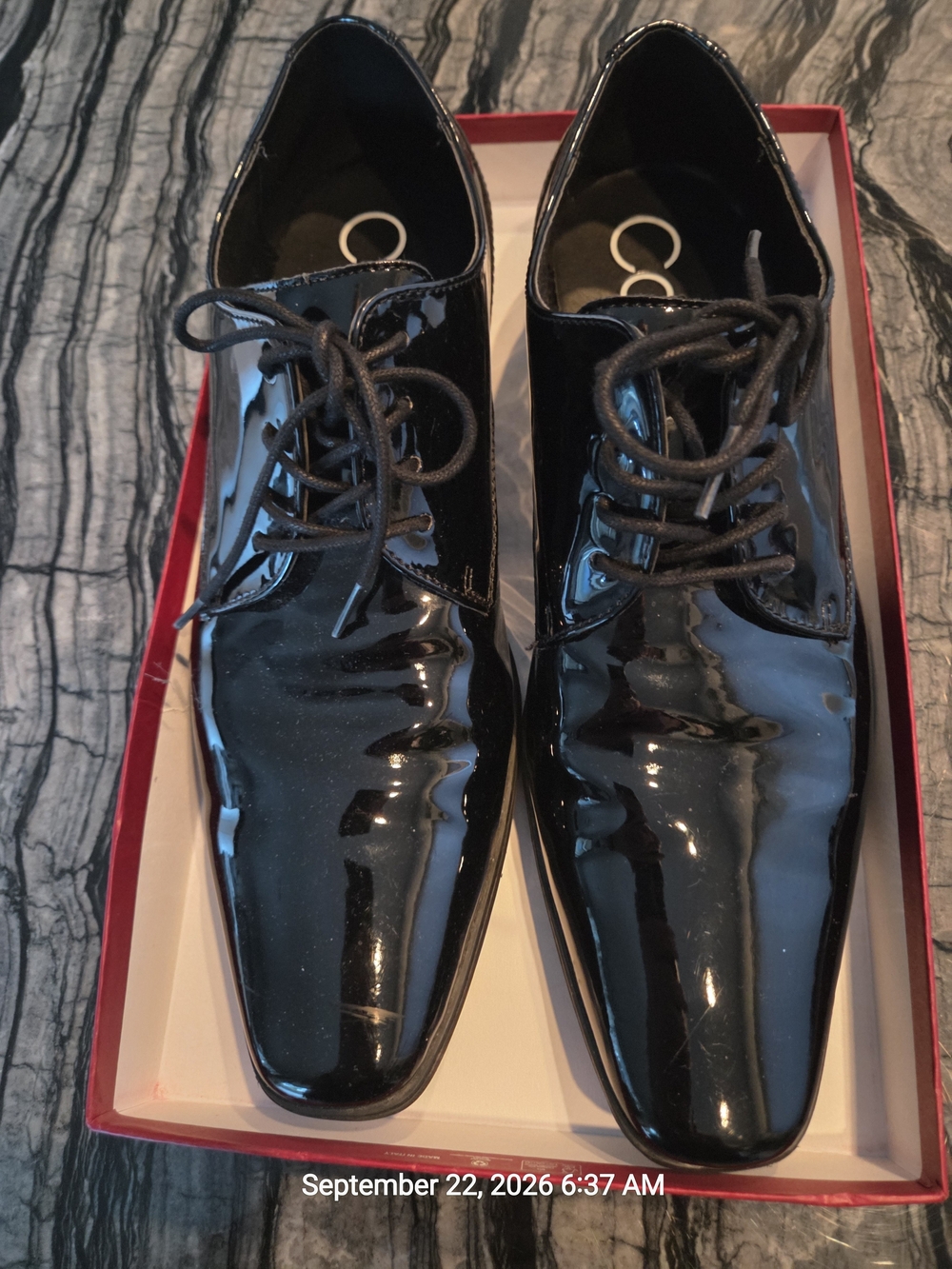 Calvin Klein Black Patent Leather Derby Dress Shoes